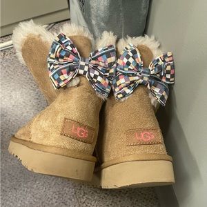 UGG Mini Baily Bow Checker Chestnut Boots